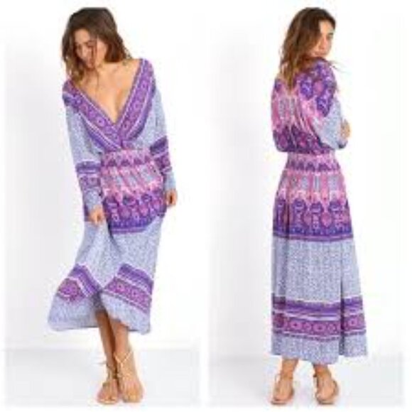 2 For $30 Free People Flowy V Neck Midi Dress‎ Size XSmall Smocked Waist Boho - Picture 1 of 8